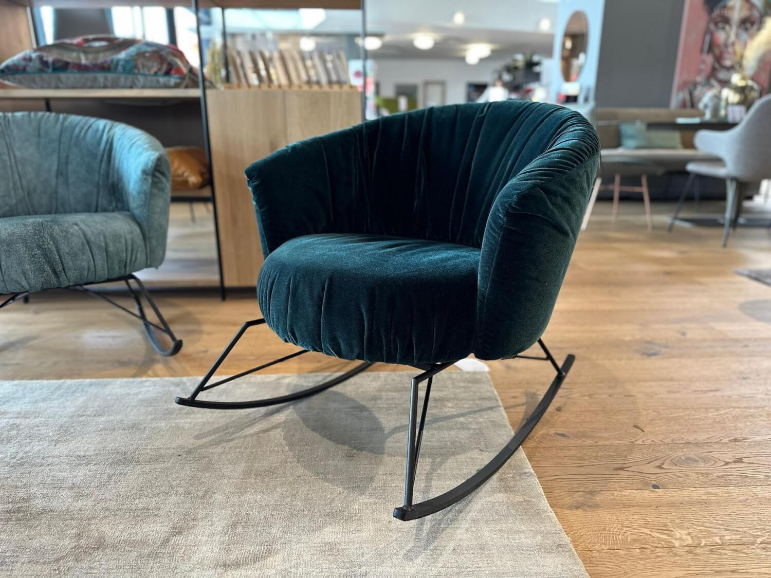 Bullfrog - Schaukelsessel Tonic Stoff 1504 Charmelle Royal Plush 17 Petrol Blau Gestell Schwarz Matt Pulverbeschichtet - 2