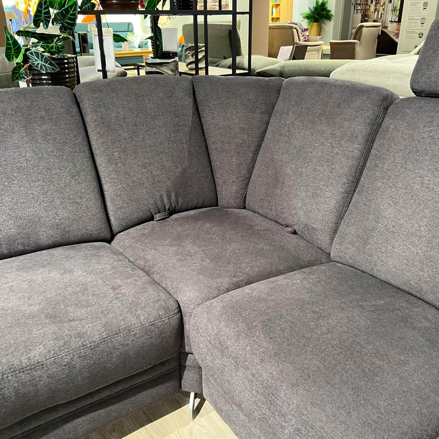 Gruber - Ecksofa Calma 4 Und Sessel Casada Premium 1810 Stoff Costa Anthrazit  Füße Metall Silber Und Metall Schwarz - 16