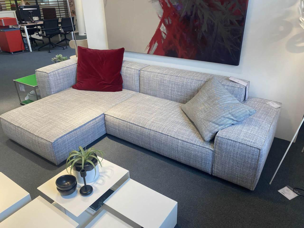 Living Divani - Ecksofa Neowall 15424 Stoff Visco Primula 13 Soft Top Grau Inklusive Kissen - 5