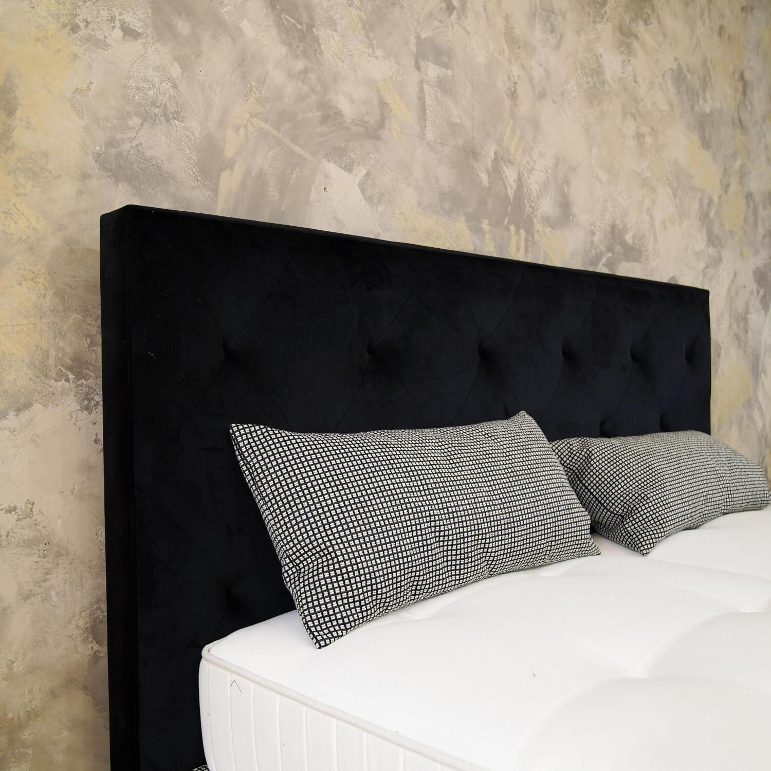 Schramm - Bett Basis BAS 25-0 Stoff Lara 2370 Noir Schwarz Kopfteil Festbezug Opal Plus K21  Inklusive Matratzen Und Lattenrost - 6