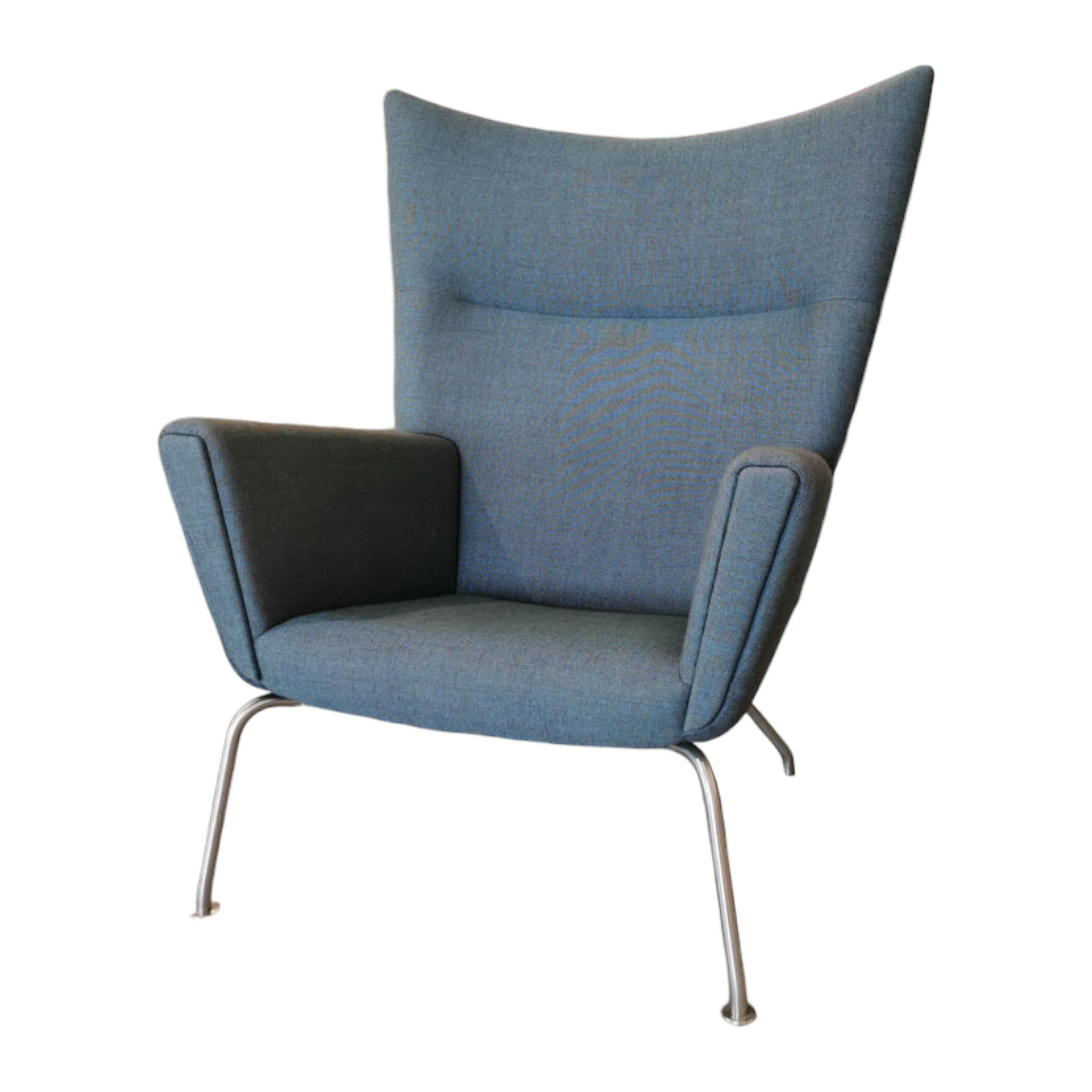 Carl Hansen & Søn - Wingchair CH445 Stoff Passion 13101 Grau Gestell Edelstahl - 1