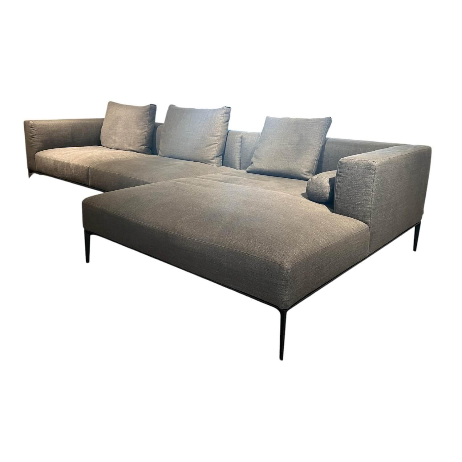 Walter Knoll - Ecksofa Jaan Living Stoff Bora 7748 Slate Grau Fuß Schwarz Matt Pulverbeschichtet Inklusive Kissen - 1