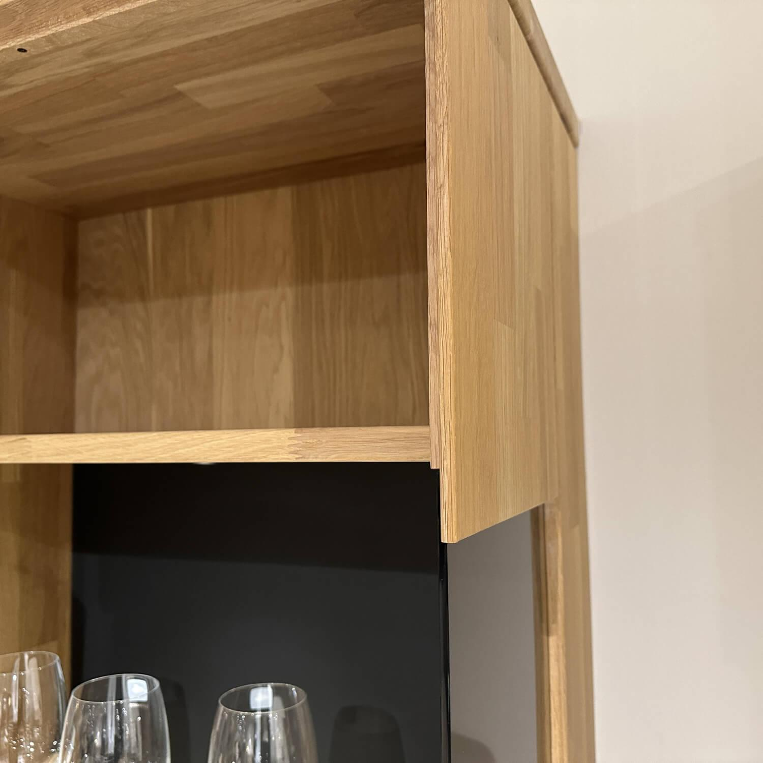 Musterring - Vitrine Portland Holz Wildeiche Massiv Weißgeölt Glas Anthrazit Satin Mit Beleuchtung Anschlag Links - 6