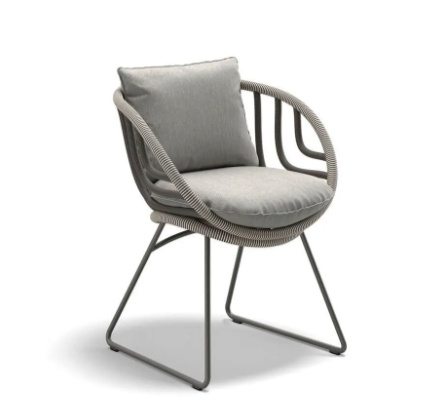 DEDON - Armlehnstuhl Kida CJD Geflecht Shade Touch Grau Weiß Kissen Stoff Caleo Breeze Grau Gestell Aluminium Black Pepper Schwarz Pulverbeschichtet - 1