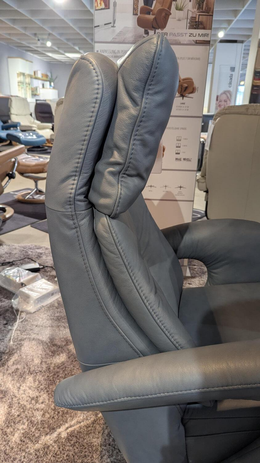 Hukla - Sessel Dreamline 02 Leder Vivre Steel Grau Sternfuß Edelstahl Mit Kopfteilverstellung - 6