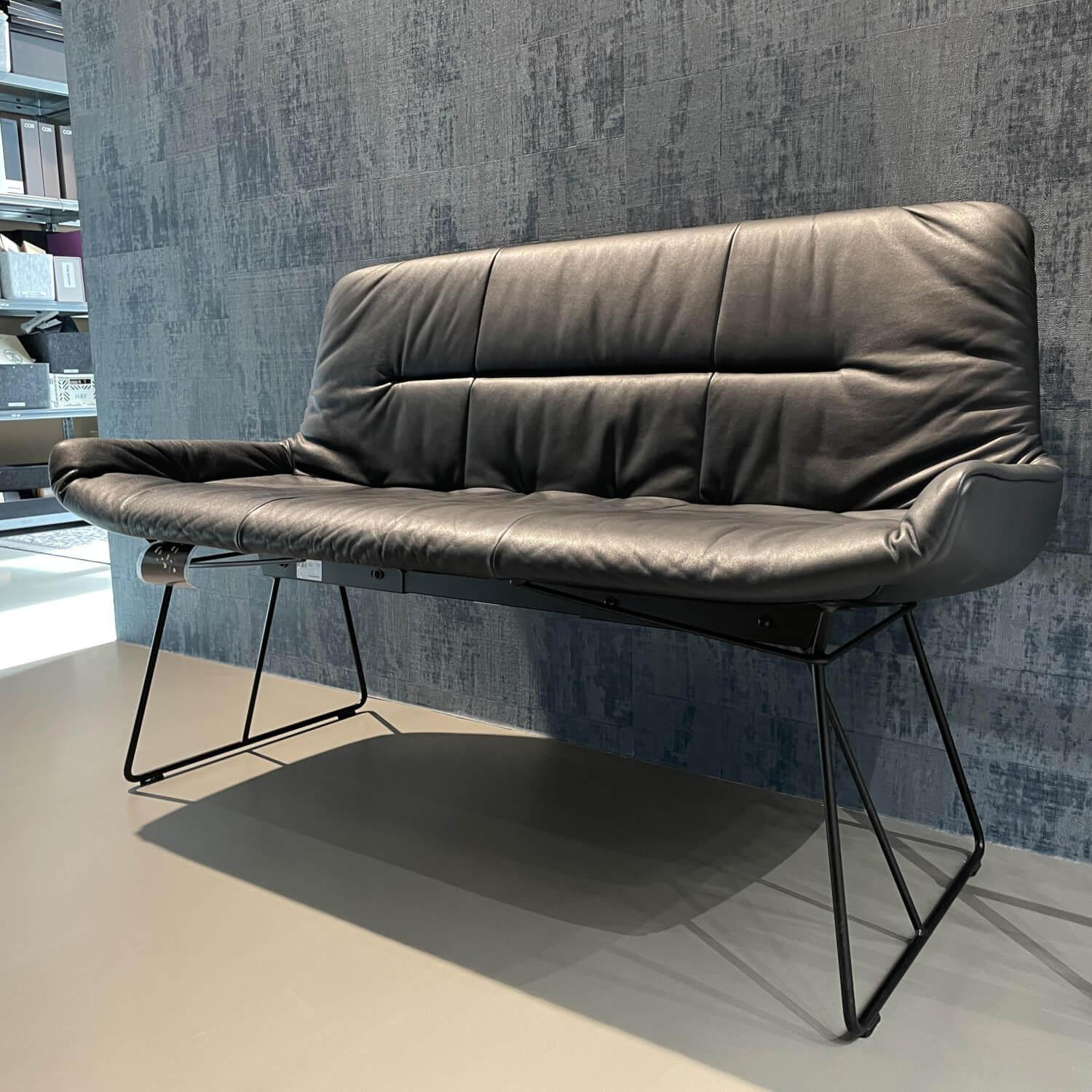 Freifrau - Sitzbank Leya Leder Opium 80006 Carbon Gestell Drahtgestell - 2