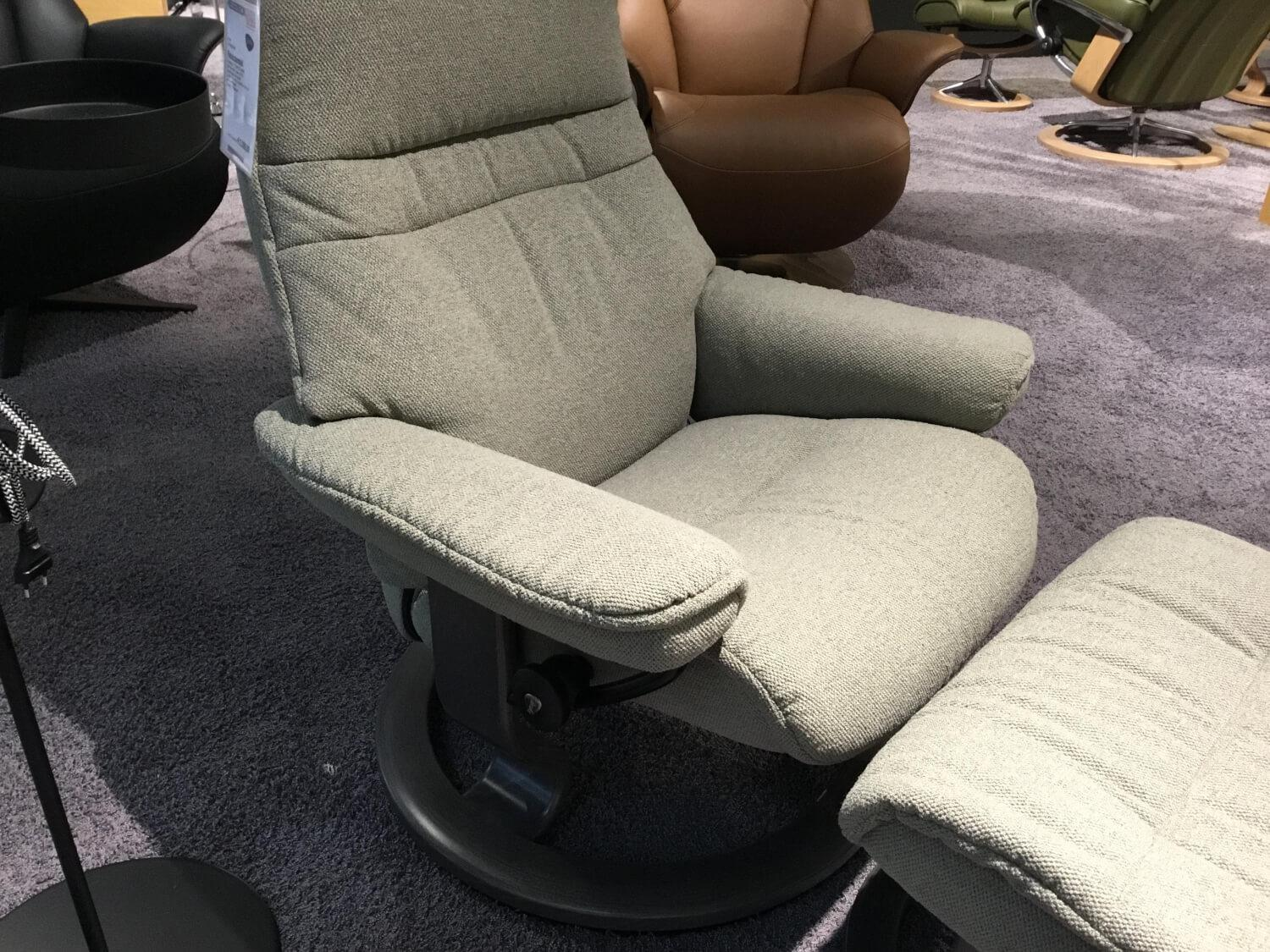 Stressless - Relaxsessel Sunrise S Comfort Stoff Faron Q2 Grey 12 Grau Gestell Holz Schwarz Inklusive Hocker - 7
