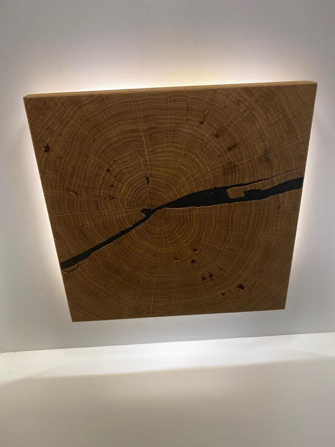 MCA Furniture - Sideboard Matadi Weiß Lackiert Absetzung Wildeiche Furniert Geölt mit Beleuchtungspaket - 2