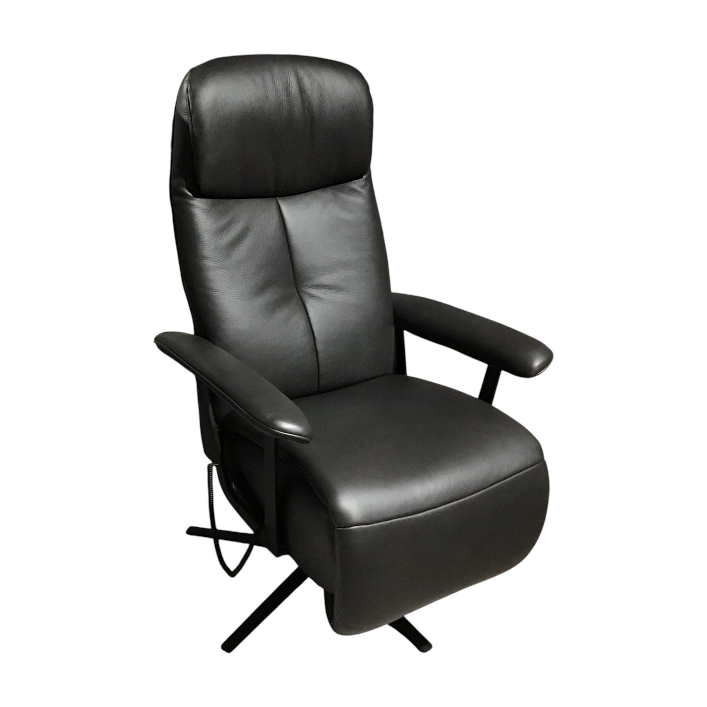 himolla - Sessel EM Duisburg XL Leder Mariposa Onyx Schwarz Sternfuß Metall Anthrazit Mit Motorischer Verstellung - 1