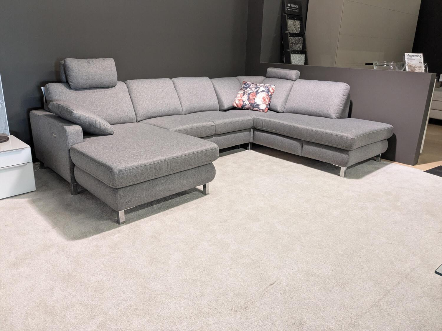 Musterring - Wohnlandschaft MR 365 Stoff Twice Grau mit 2 Kopfstützen - 3