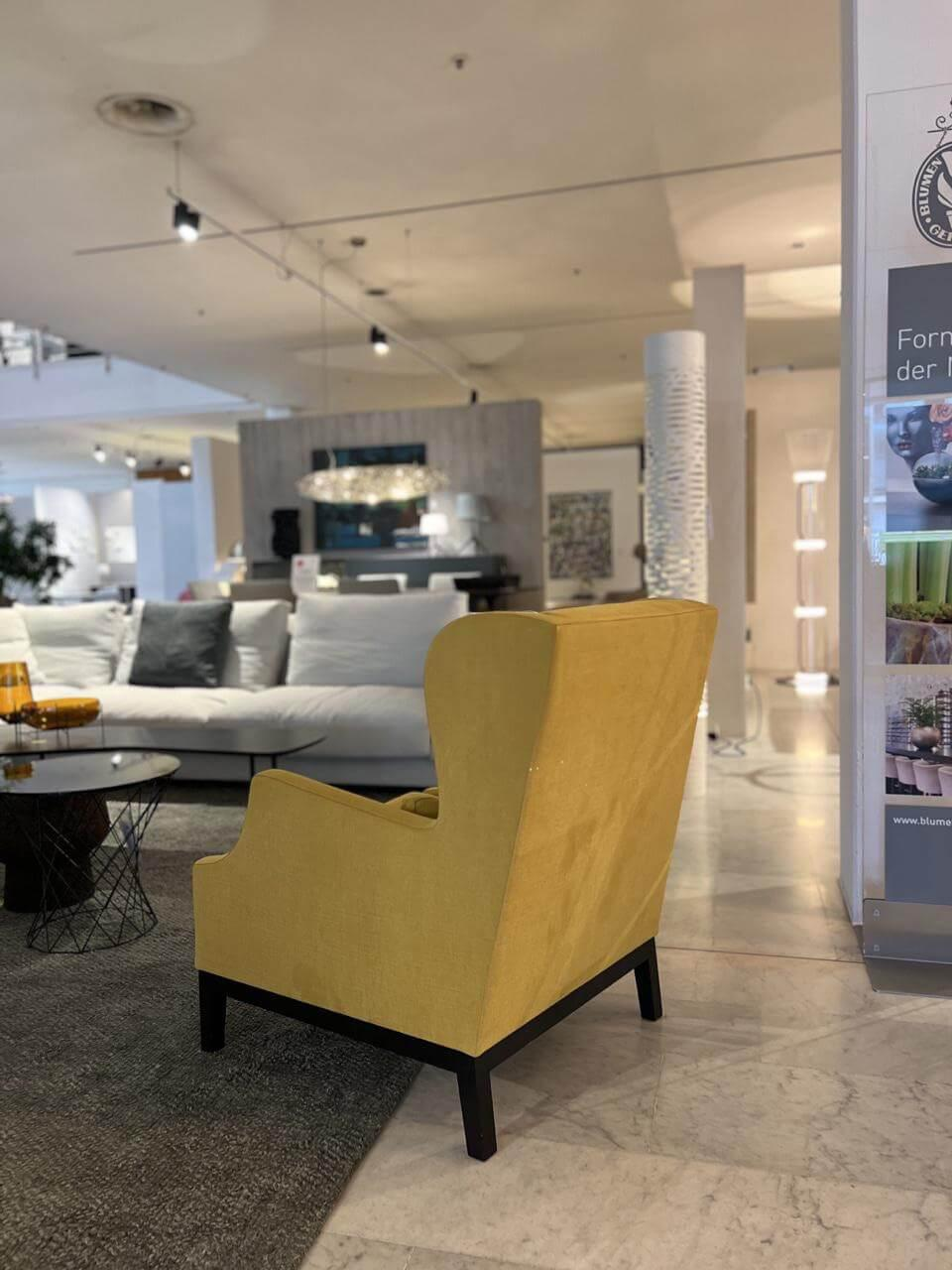 Living Divani - Sessel Chauffeuse Bergere Stoff Tosca Media 45 Verde Acido Gelb Füße Metall Carbonfarbig Lackiert - 5