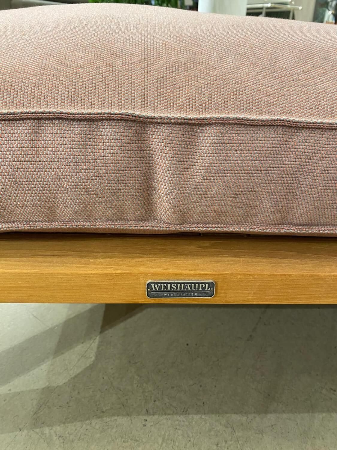 Weishäupl - Sonnenliege New Hampton Stoff Zori Hibiskus Rosa Teakholz mit Anstelltisch - 6