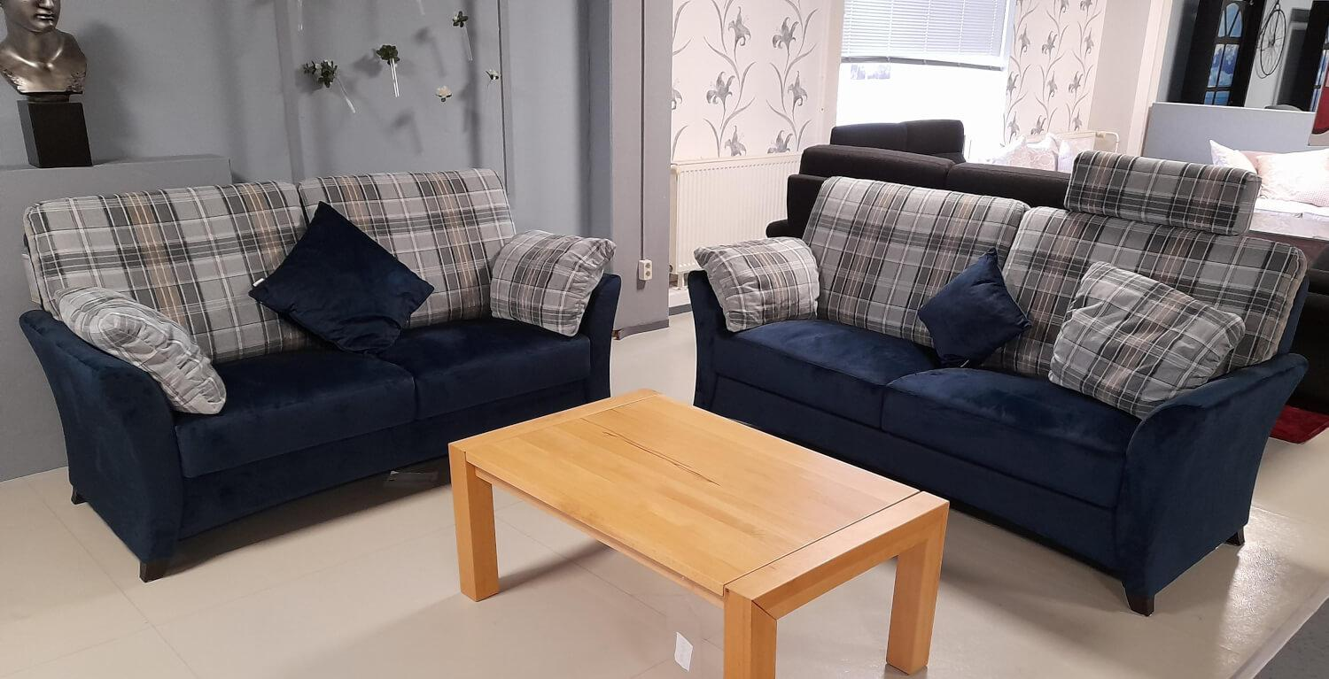 Schröno - Set KS 9720-1 Sydney fabric 657577 base beech maroon 2 sofas - 6