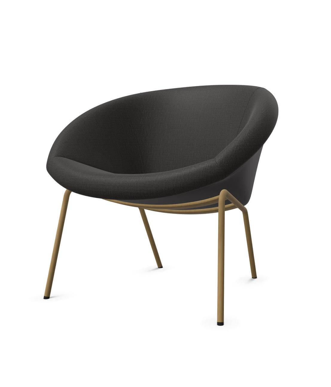 Walter Knoll - Sessel 369 Stoff Samt Schwarz Gestell Messing - 1