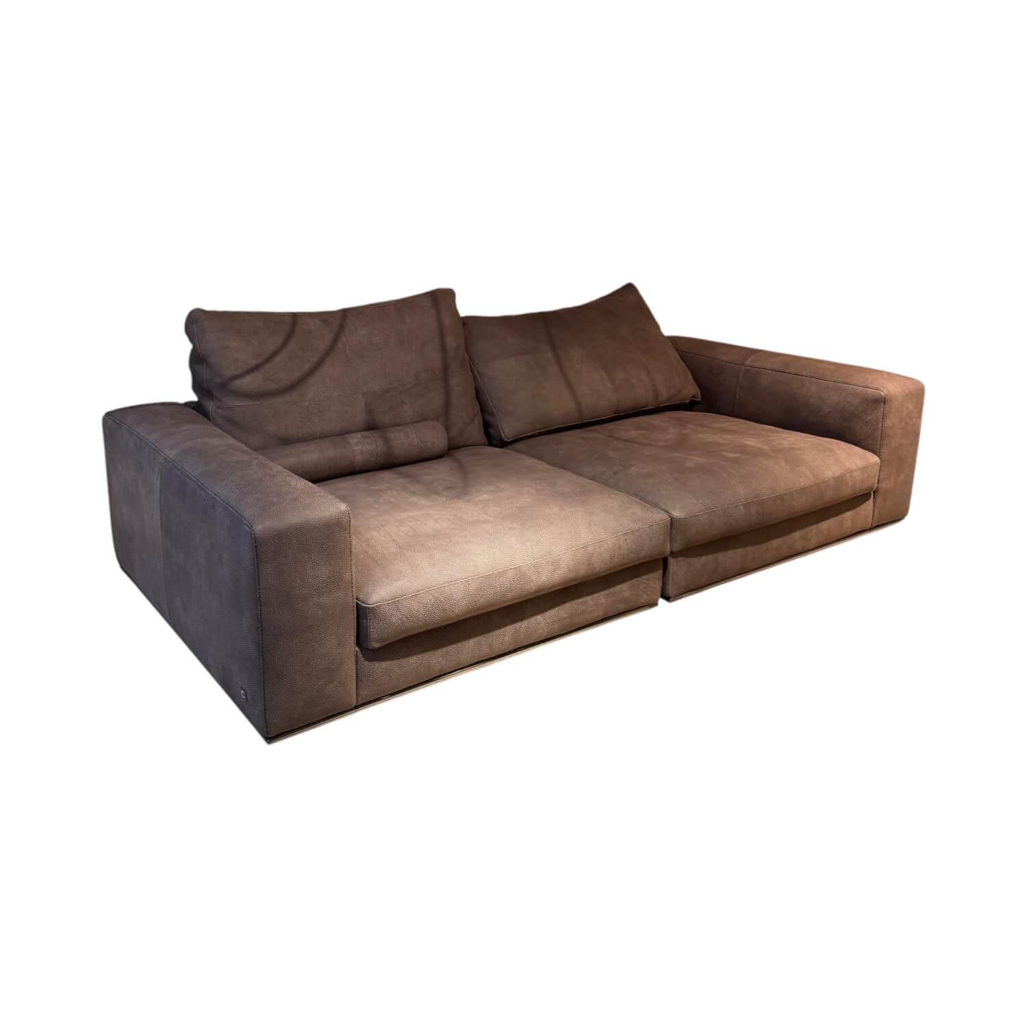 Sofa Dolce Vita Lifestyle Leder Piumone Vintage Grigio Grau Beige Gestell Metall Schwarz Verchromt Cierre - Sofa Dolce Vita Lifestyle Leder Piumone Vintage Grigio Grau Beige Gestell Metall Schwarz Verchromt - 1