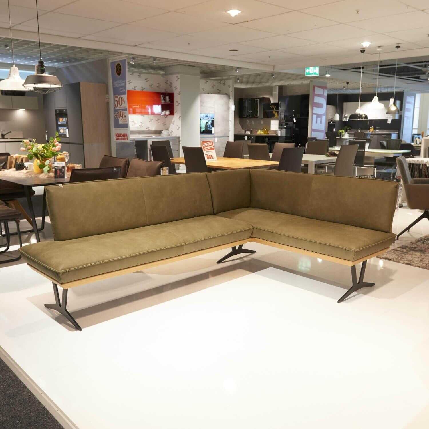 Koinor - Essgruppe Tisch T1005 Eckbank Fraim mit 3 Stühlen S2207 Leder A-India Verde - 7