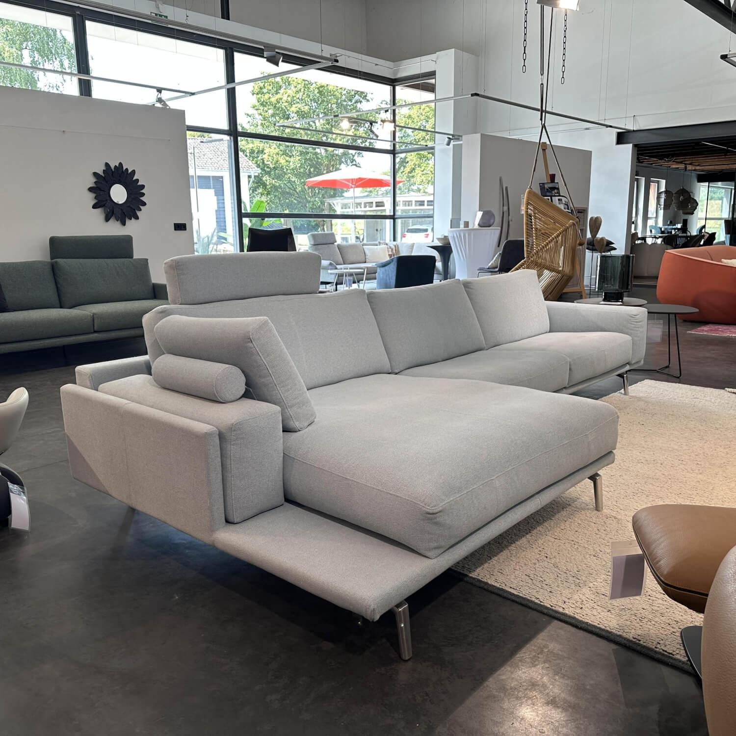 Leolux - Ecksofa Bellice Stoff 20545 Prairie 45 Blau Grau Füße Fino Aluminium Poliert Inklusive Kissen - 7