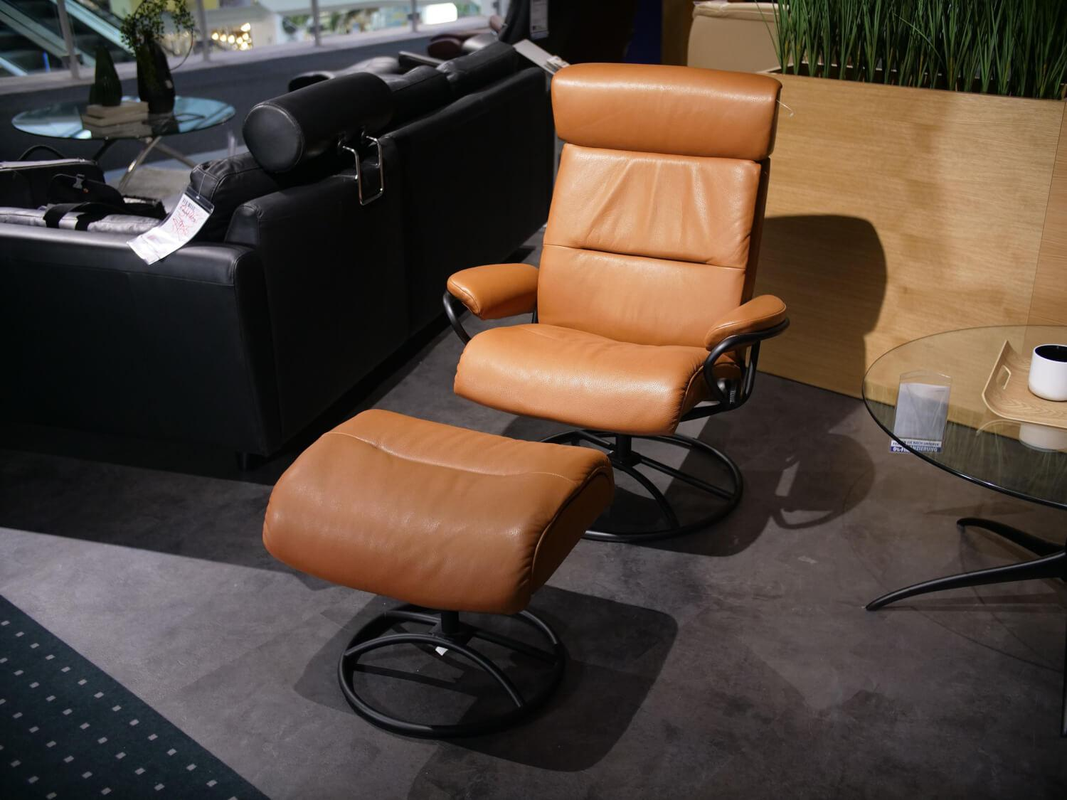 Stressless - Sessel Tokyo M 1354365 Mit Hocker Bezug Leder 096 Noblesse 34 Tigereye Braun Gestell Original  Matt Schwarz - 5