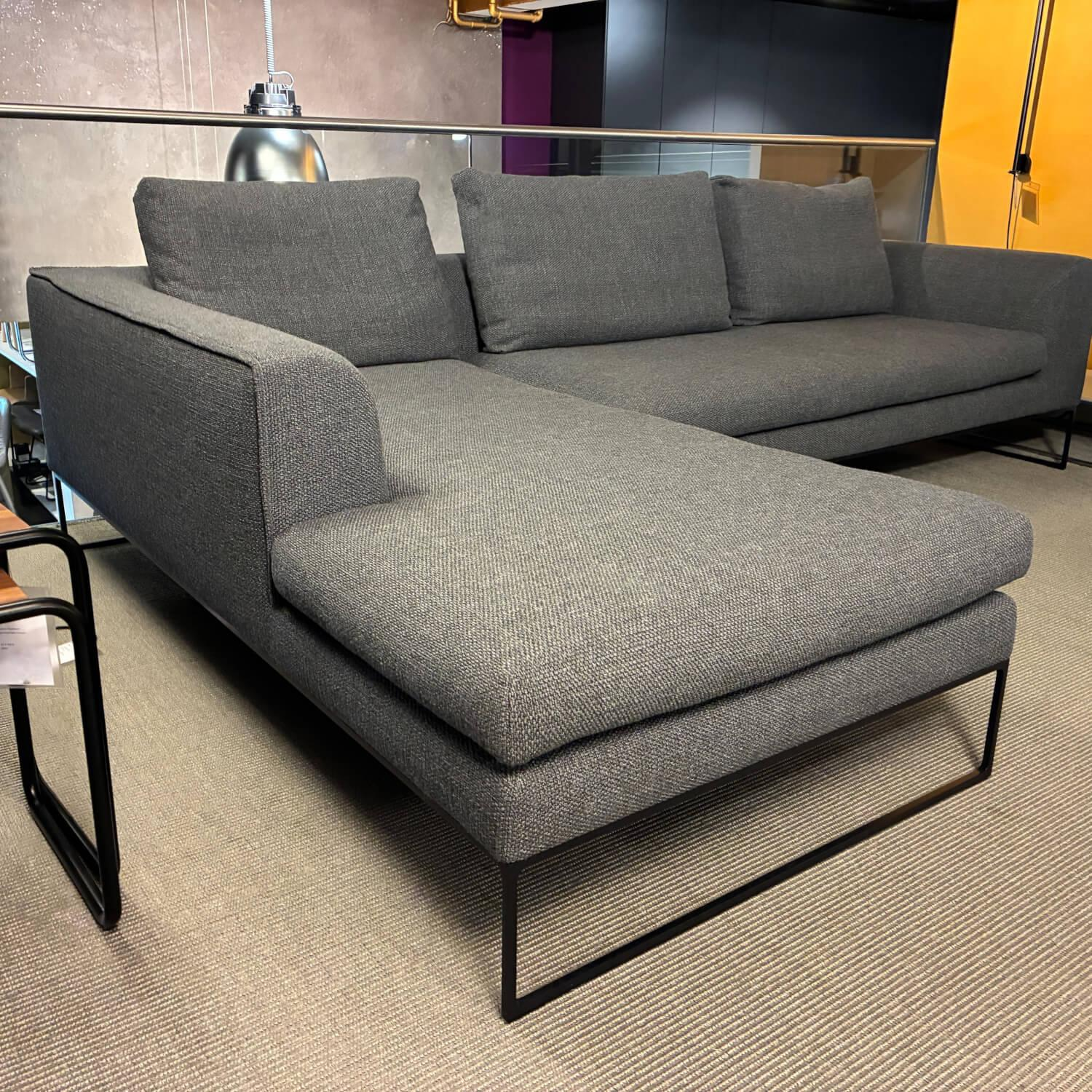 COR - Ecksofa Mell Lounge Edition 148001 Stoff 5016 Mittelgrau Metallgestell Schwarz Pulverbeschichtet - 5