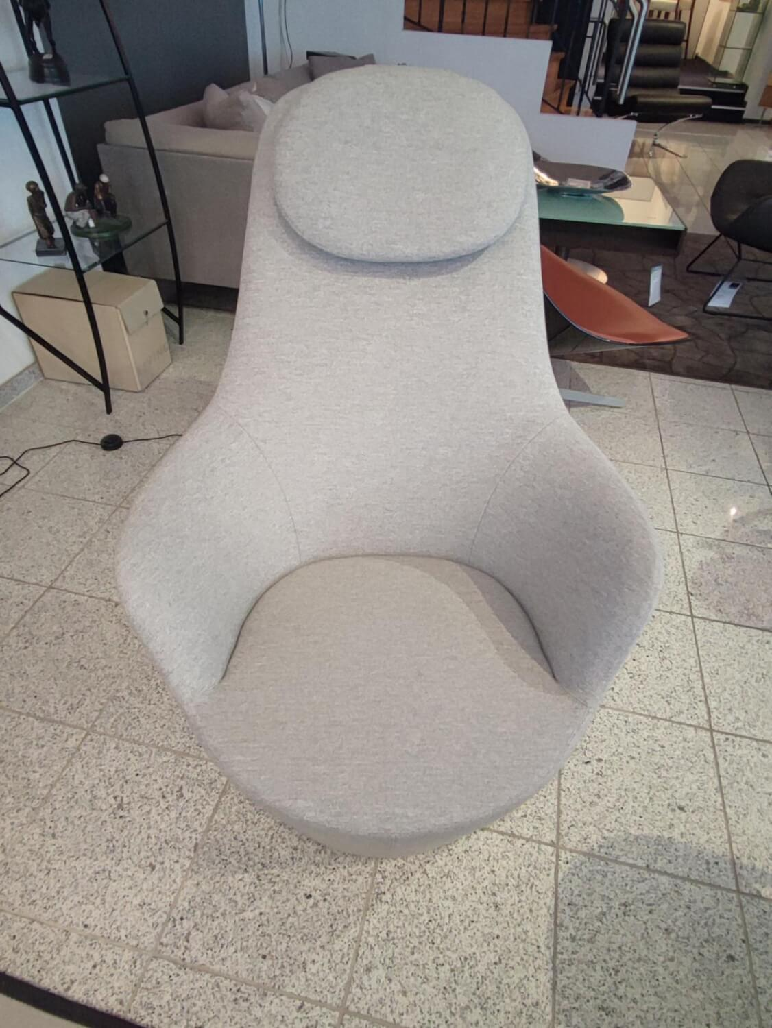 B&B Italia - Sessel Harbor HA80A Stoff Levico Grau Gestell Metallic Grau Lackiert Drehbar Mit Abnehmbarer Kopfstütze - 3