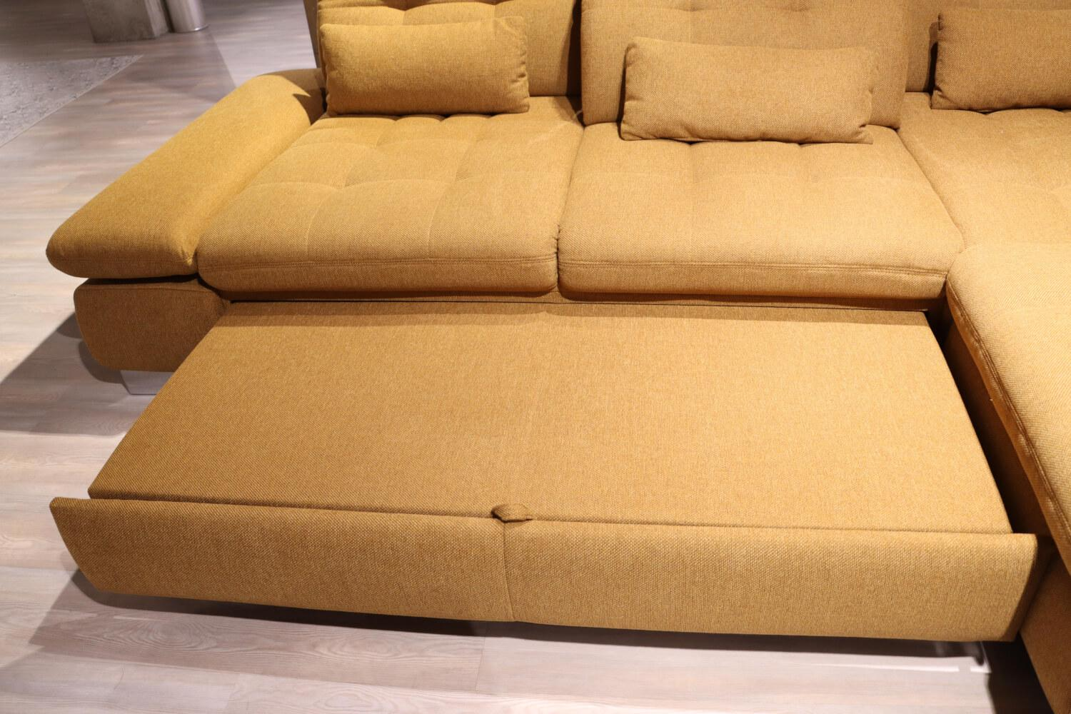Steinpol - Ecksofa Santa Fe Stoff Amsterdam Mustard 520 Gelb Metallfuß chrom - 3