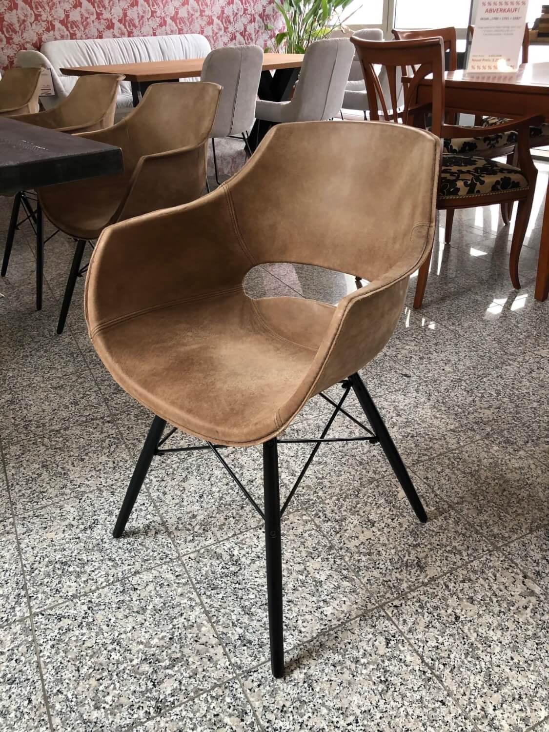 Bodahl - 4er-Set Stuhl Jazz Leder 105 Kenia Brown Braun 4 Fußgestell Holz Schwarz Lackiert Mit Metallstreben - 4