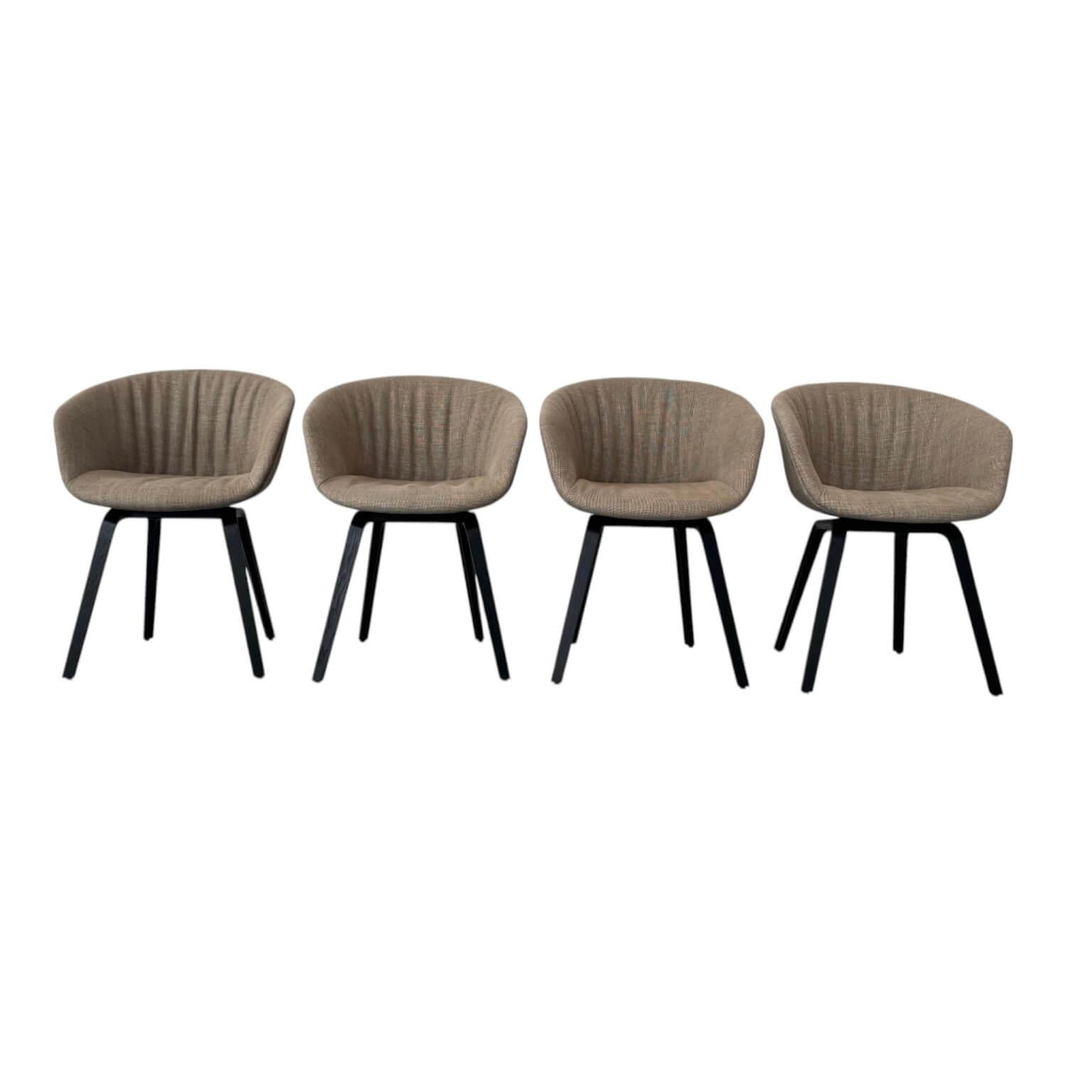 Hay - 4er-Set AAC Soft 227 Stoff  Linen Grid Dark Beige Gestell Eiche Schwarz Lackiert - 1