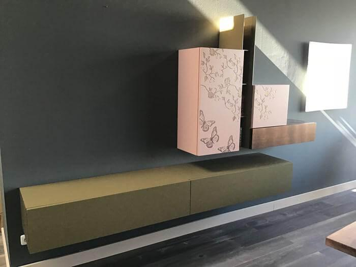 Capo D'Opera - Wall unit 135 Combination with leaf bronze covered lacquer matt olive - 4