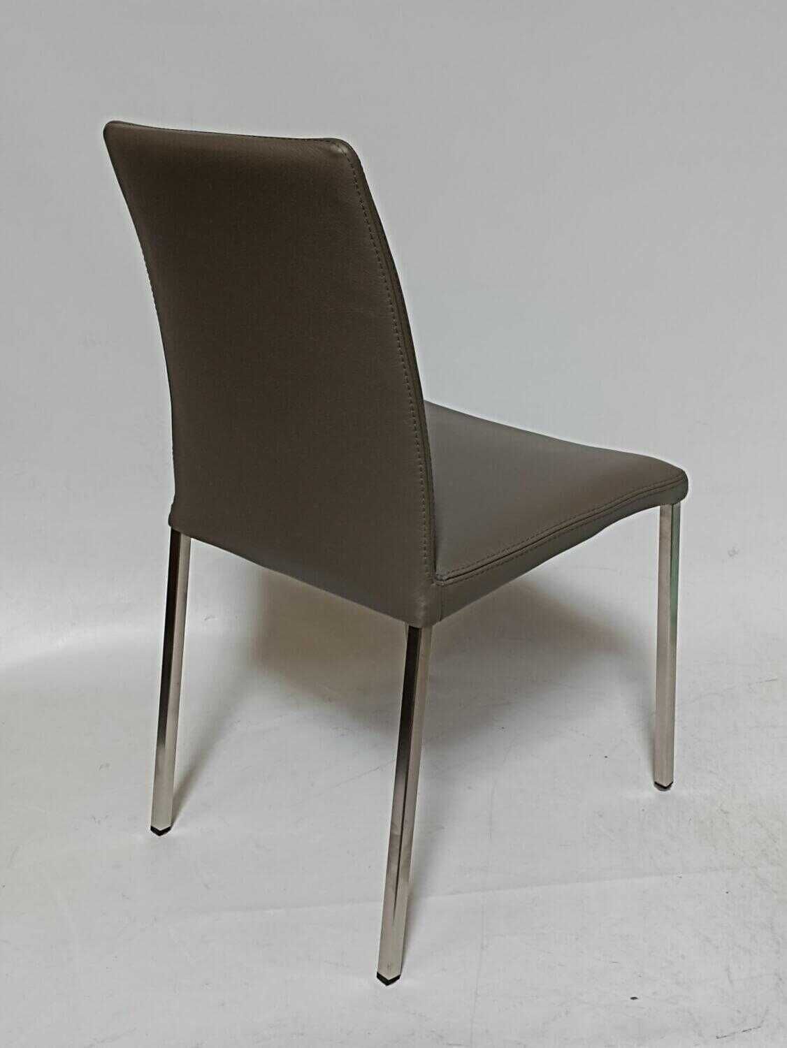 Lavida - 4-er Stuhlgruppe Arco Iris Leder Toledo Smog Fuß Quadratrohr Edelstahl - 2