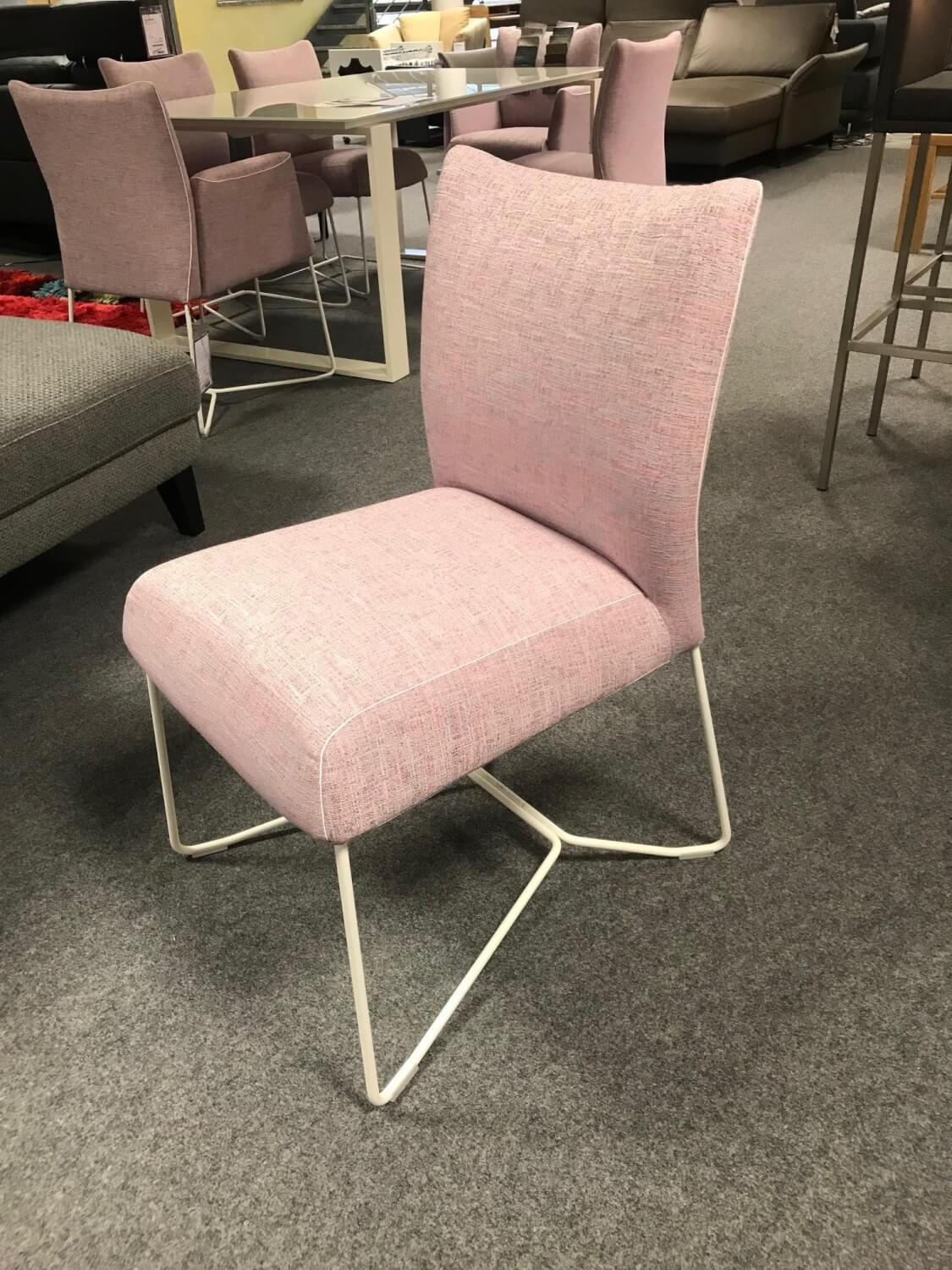 6er-Stuhlgruppe Olivienne Stoff Amarillo Pink Metallgestell Weiß
