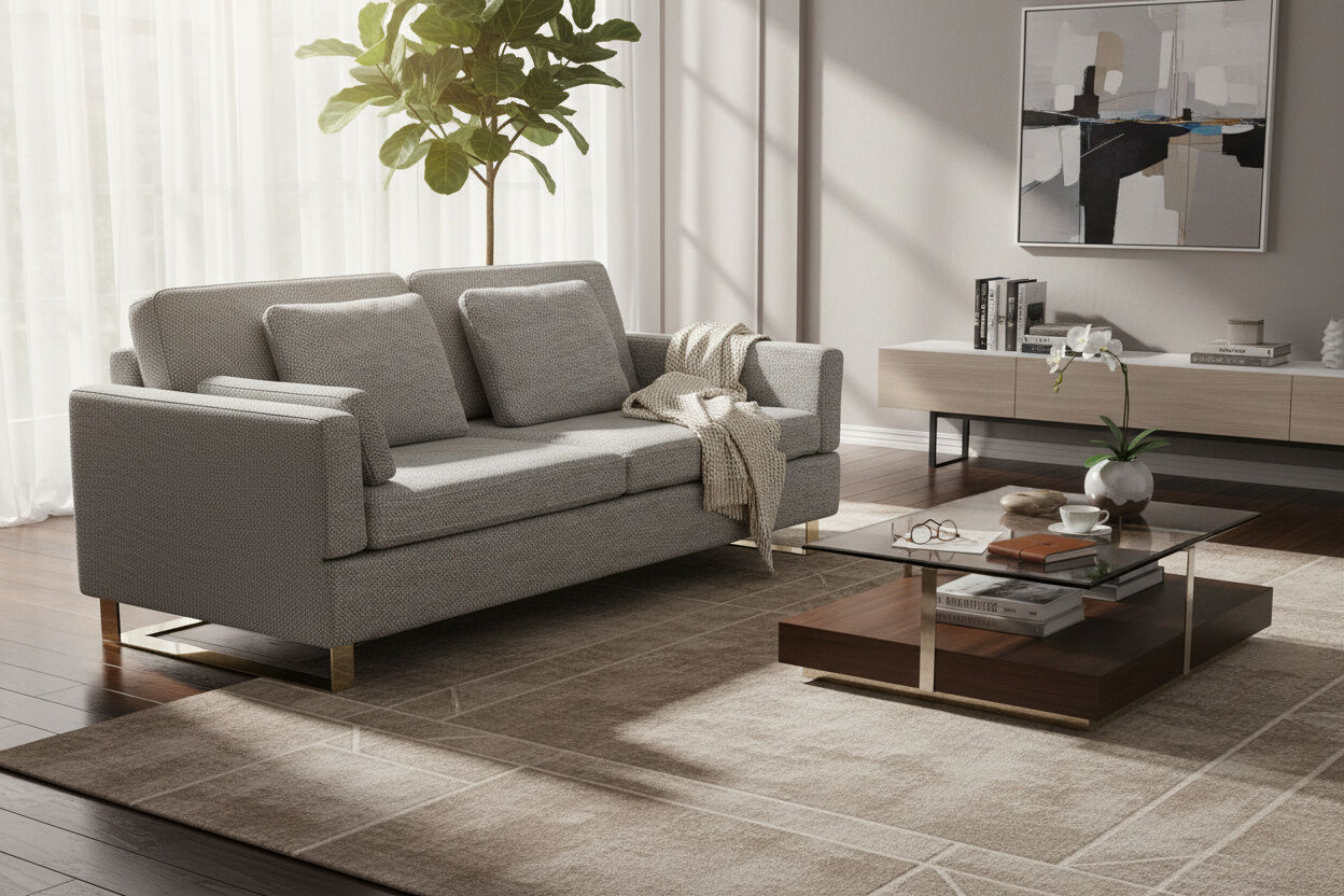 Brühl - Sofa Alba Stoff 3682-20 Dunkelgrau Gestell Metall Verchromt - 2