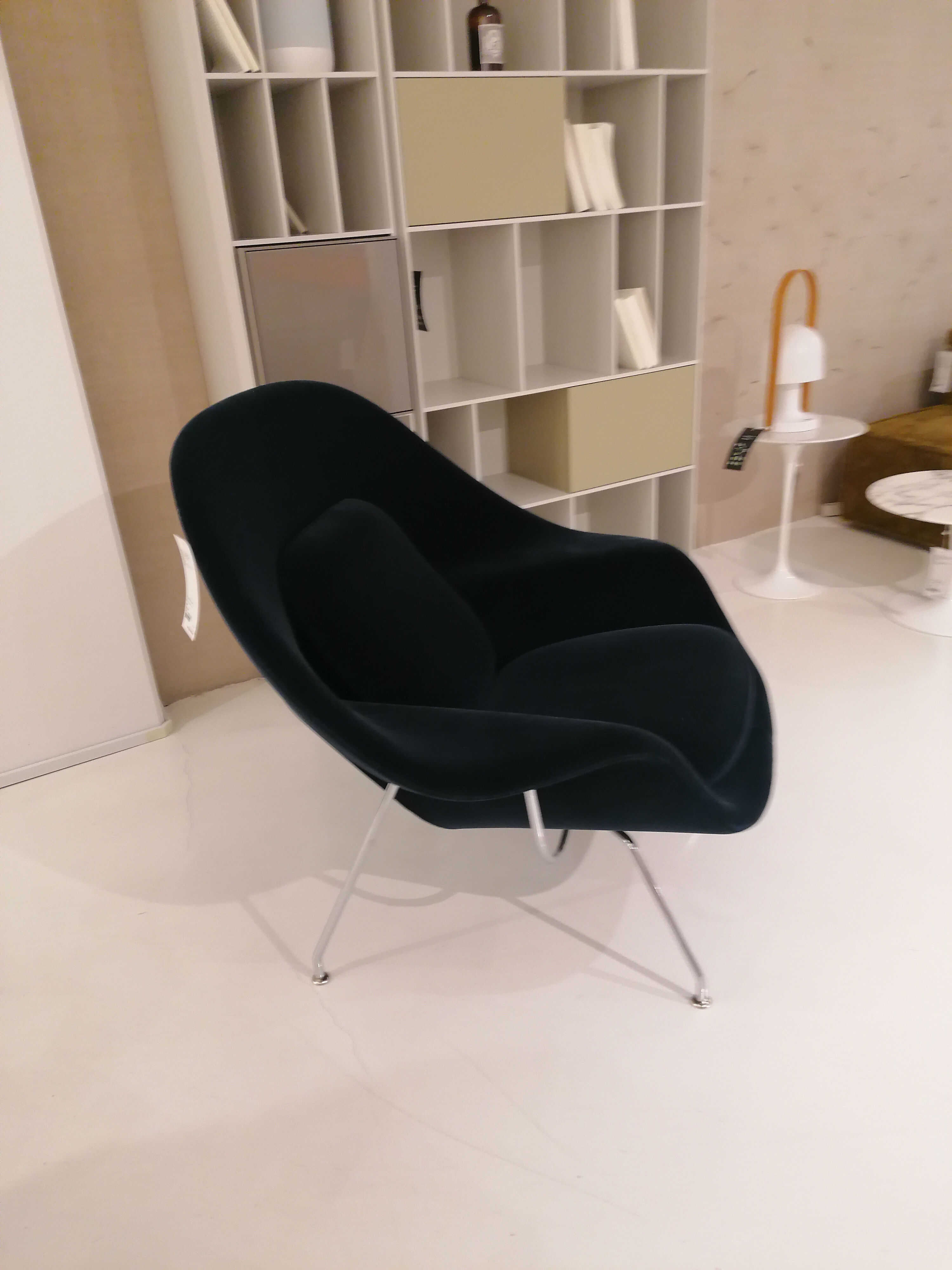 Knoll International - Sessel Womb Chair Relax Stoff Samt Eva 170 Dunkelblau Gestell Verchromt - 5