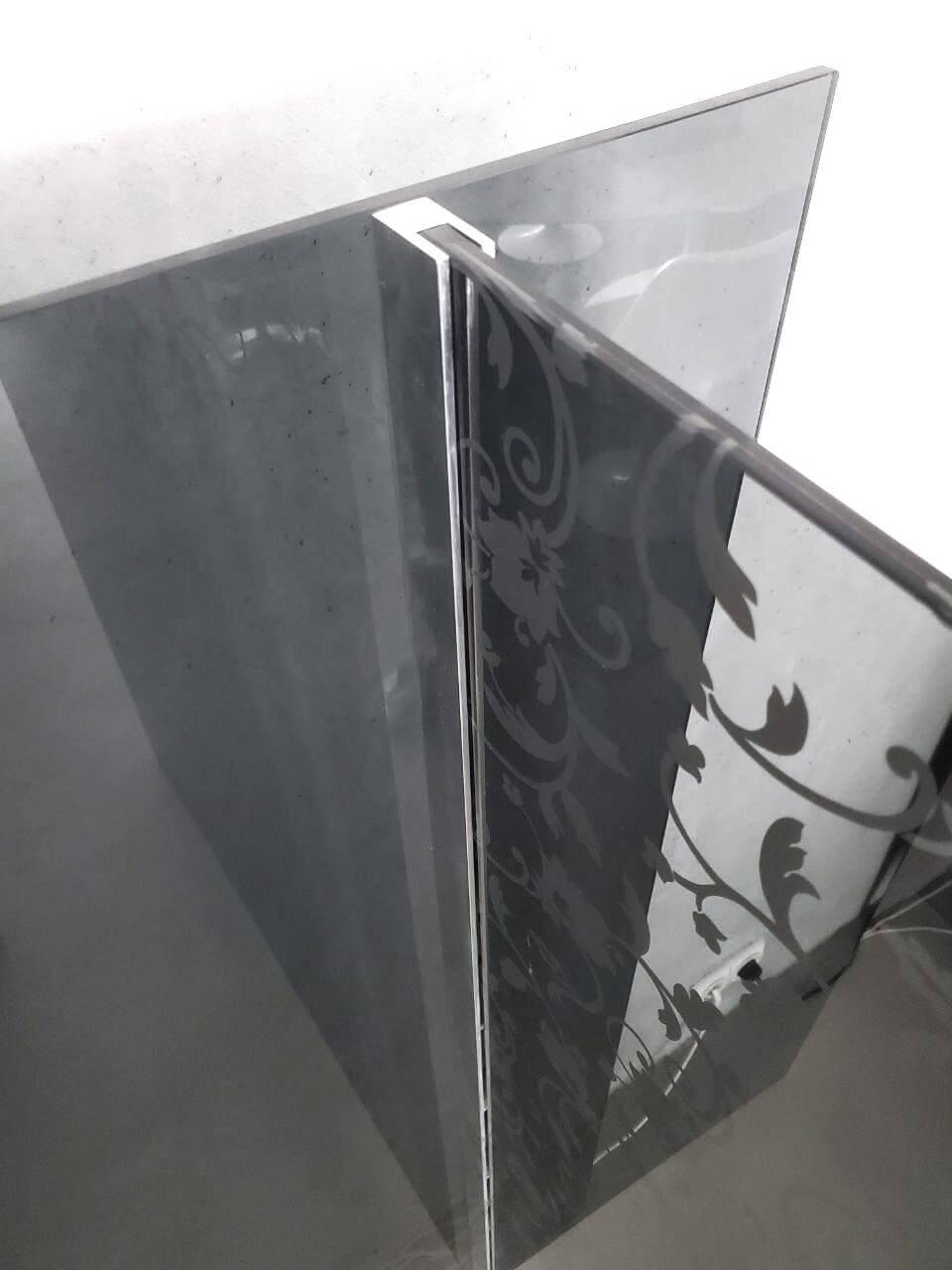 Raumteiler Wall SIO2 Rauchglas Schwarz Grau Mit Floralem Muster