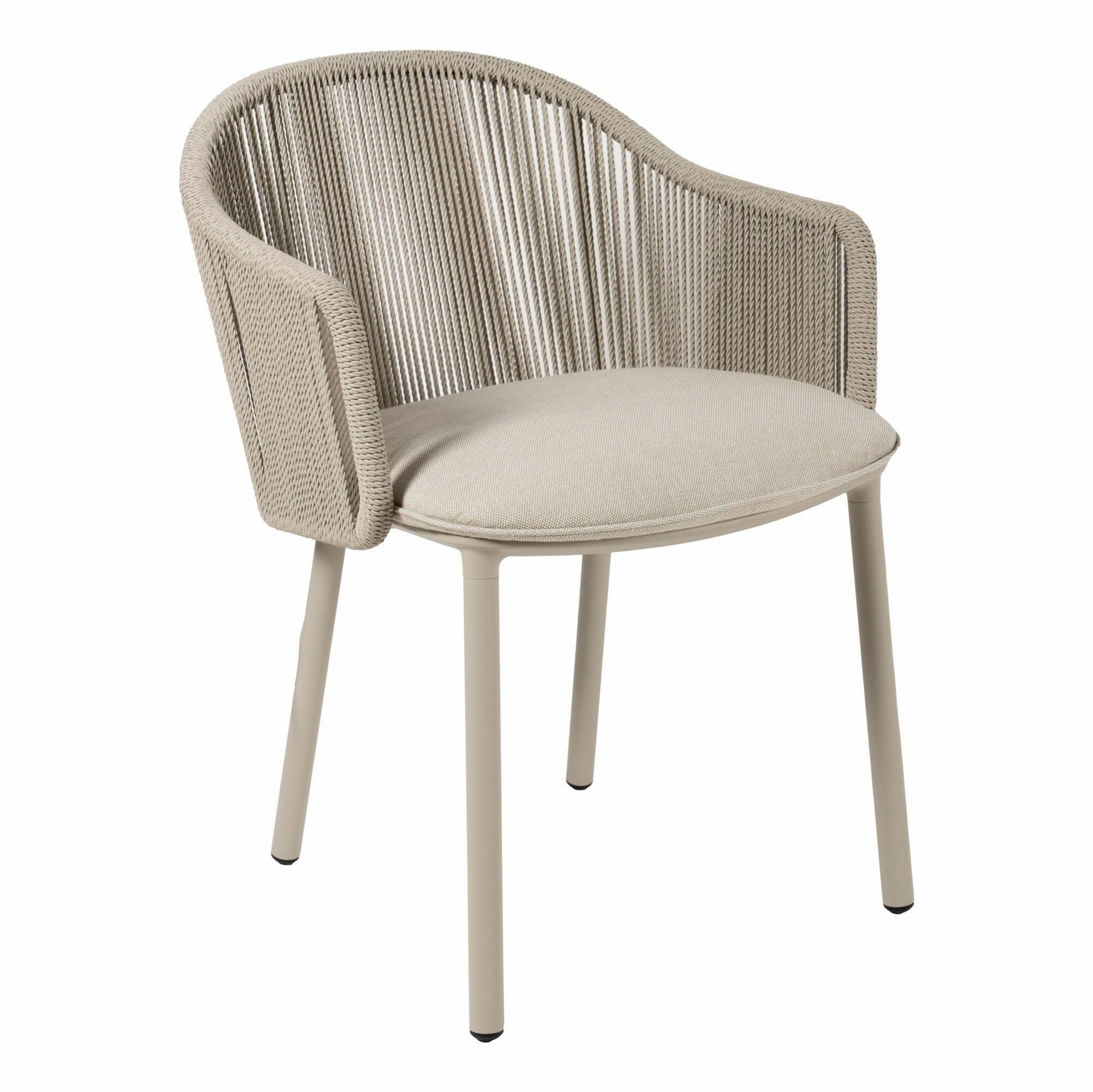 Tribù - Armlehnstuhl Senja Geflecht Canax Linen 10 Beige Gestell Aluminium Linen 10 Beige Pulverbeschichtet Inklusive Sitzkissen - 1