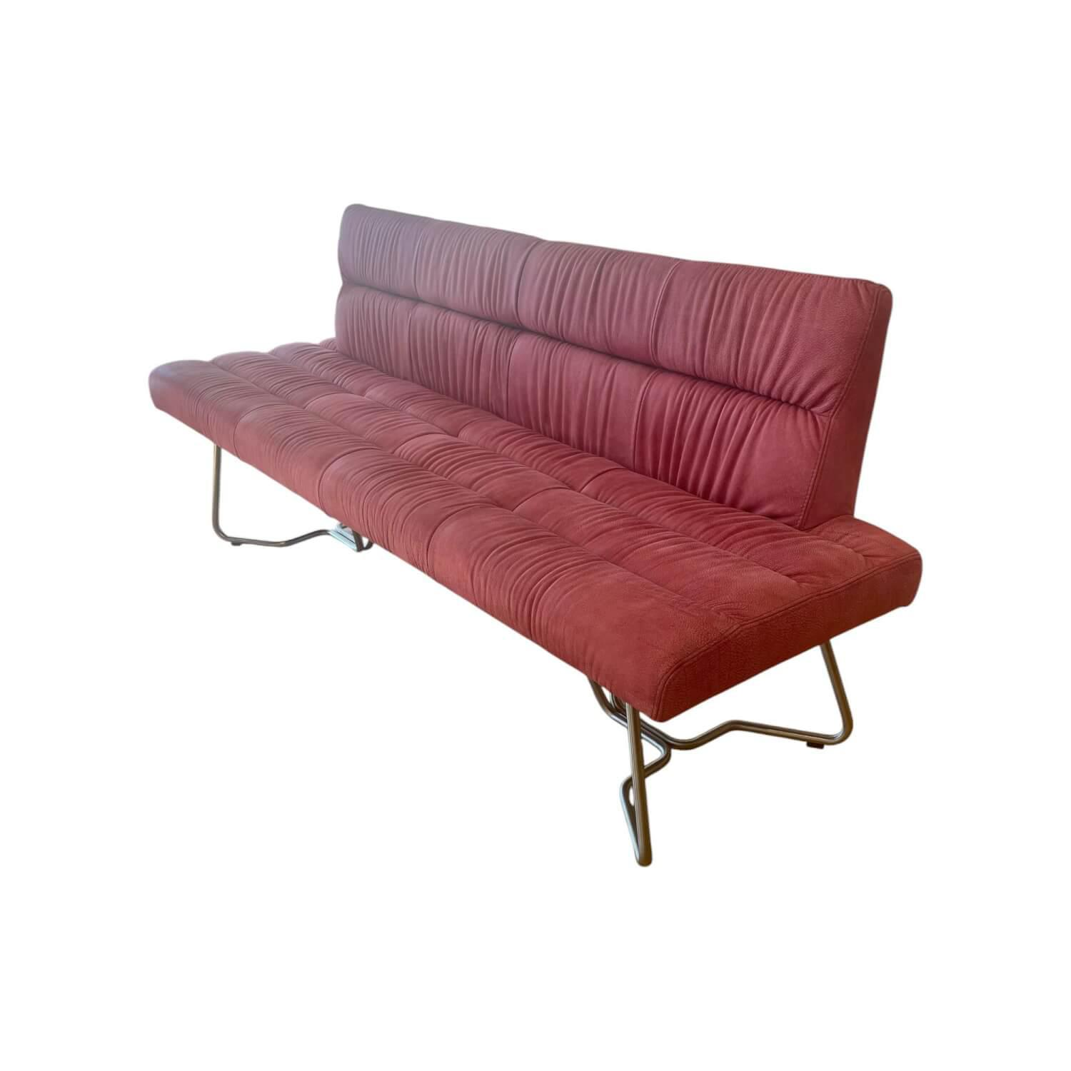 Bacher - Bank Aiden Soft 0211B86A Leder Luna L7 4862 Granata Rot Kufengestell Edelstahl - 1