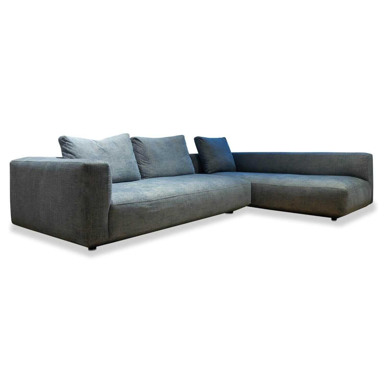 Zanotta - Ecksofa Pianoalto 2-teilig Stoff Tatto-Lavanda Blau mit 3 Kissen - 1