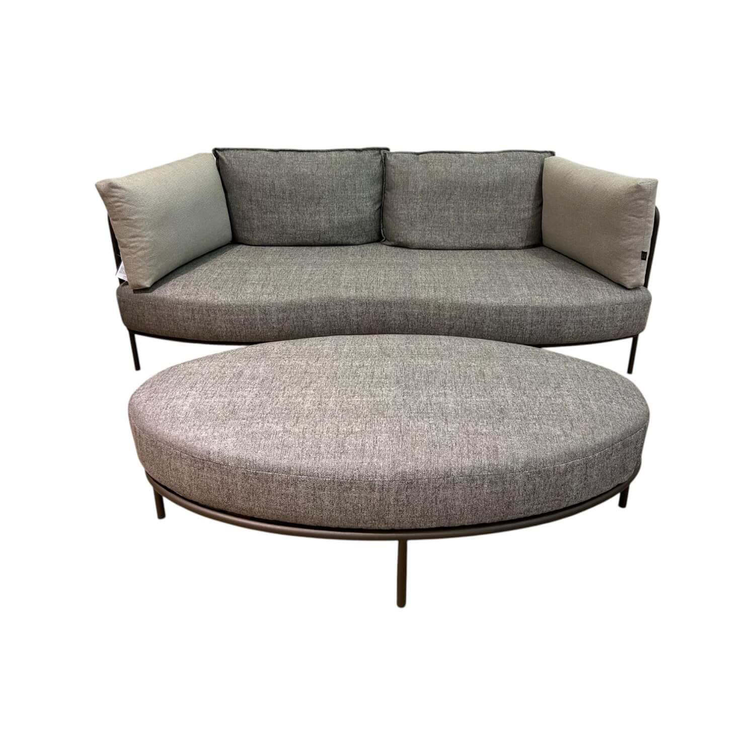 Fischer Möbel - Sofa Aura Outdoor Stoff Chartes Drizzle J348 Grau Gestell Edelstahl Dark Bronze Matt Pulverbeschichtet Inklusive Hocker - 1