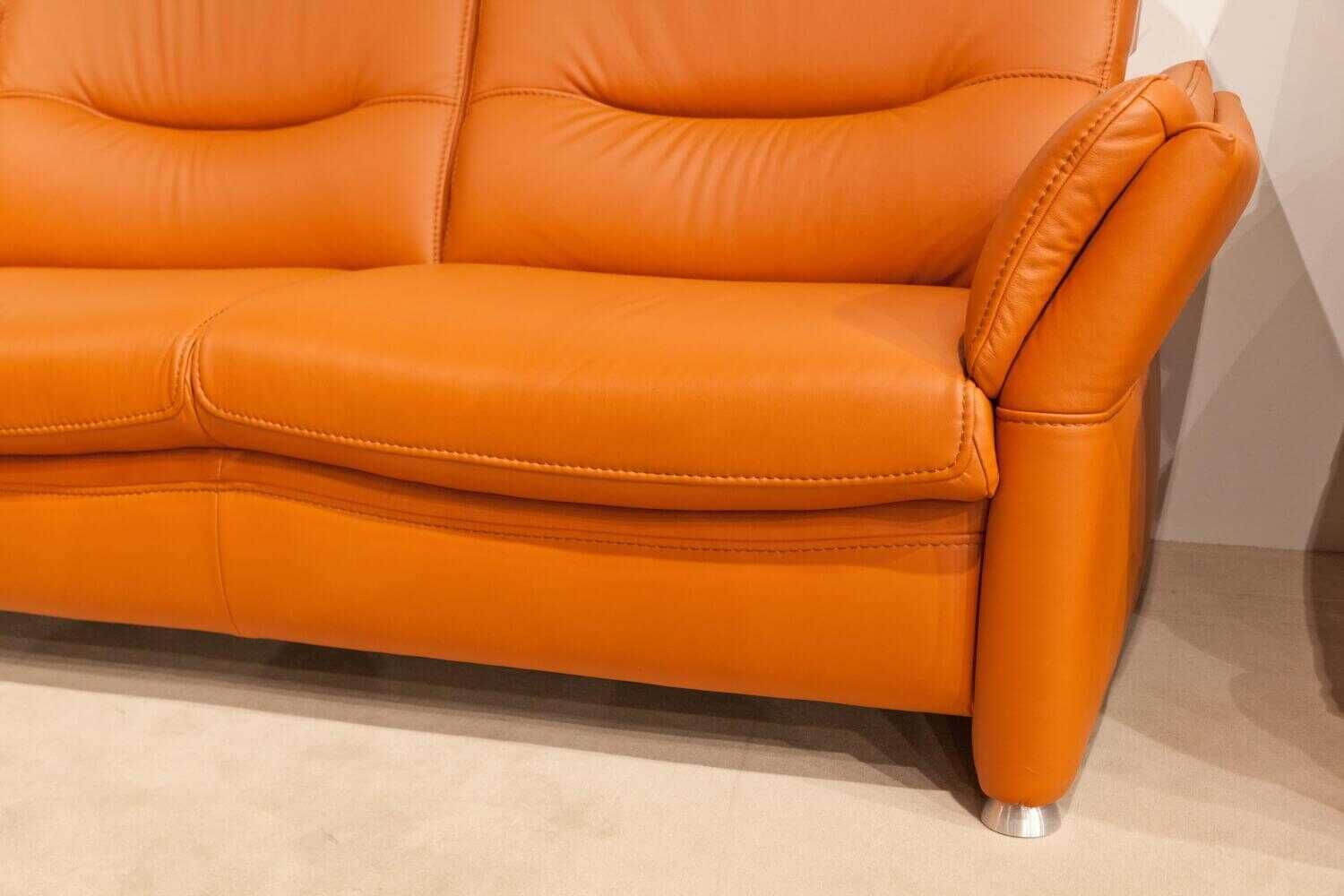 Ecksofa 1520 Leder Orange Relaxfunktion