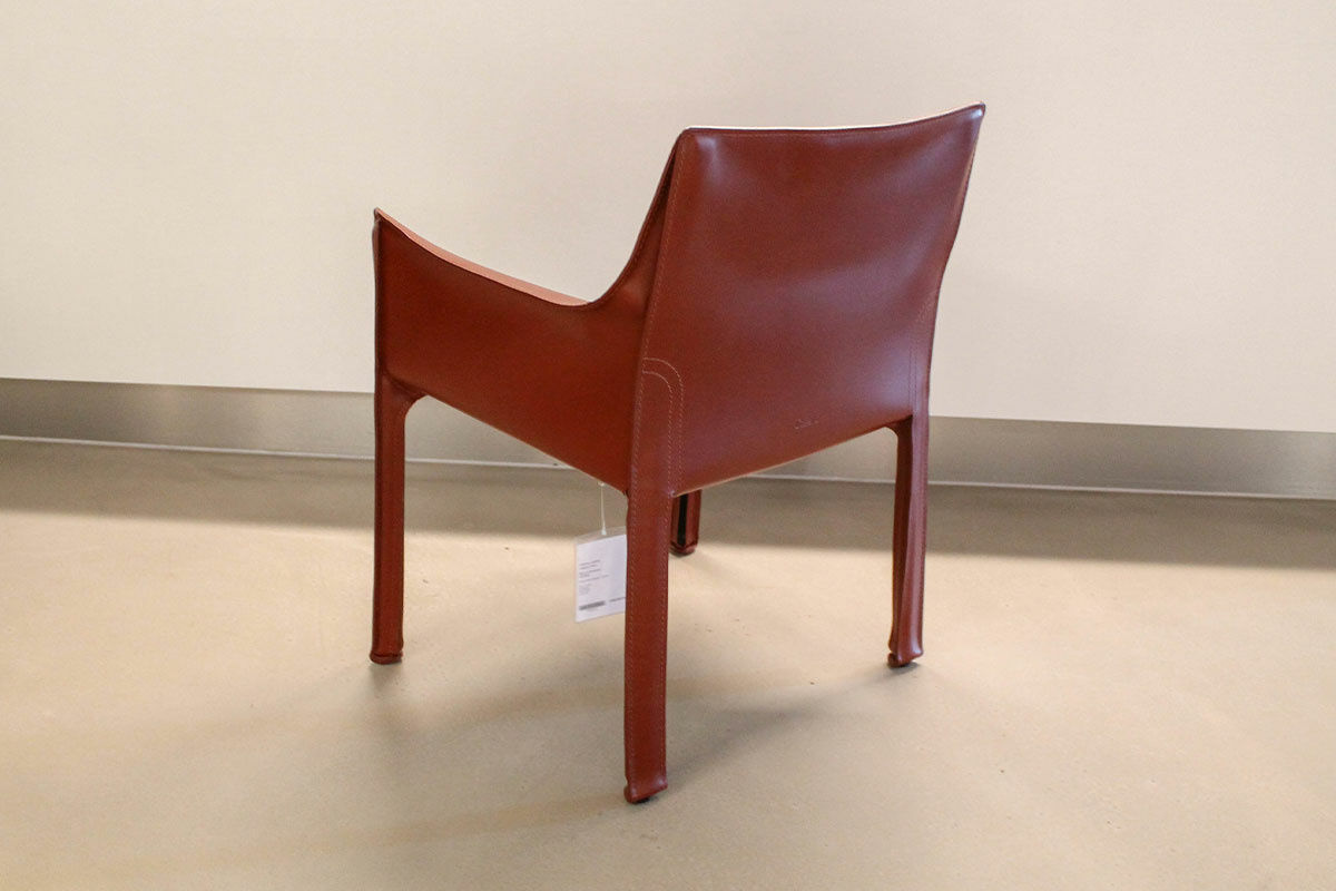 Cassina - 4er Set Armlehnstuhl Cab 413 Maxi Kernleder Rosso Bulgaro Rotbraun Gestell Stahl - 4