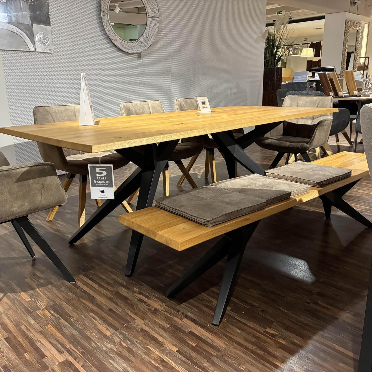 Musterring - Essgruppe MR Tamina Massivholz Geölt Gestell Eisen Schwarz Stoff Aberdeen Stone Grau Inklusive Sitzkissen - 10