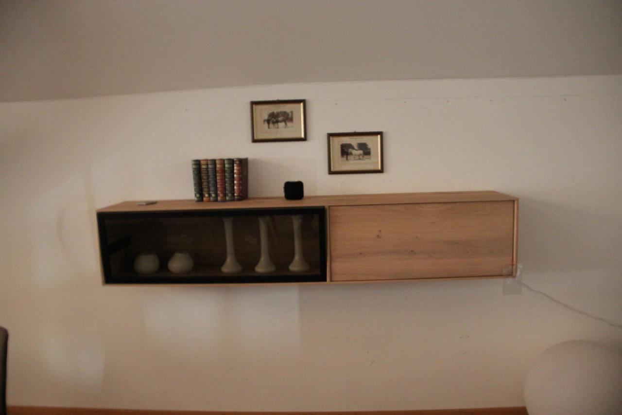 Anrei - Klappenelement Lina 386 Asteiche Weiß Geölt Gebürstet Front Glas Bronze Matt Mit Alurahmen Und LED Beleuchtung - 3