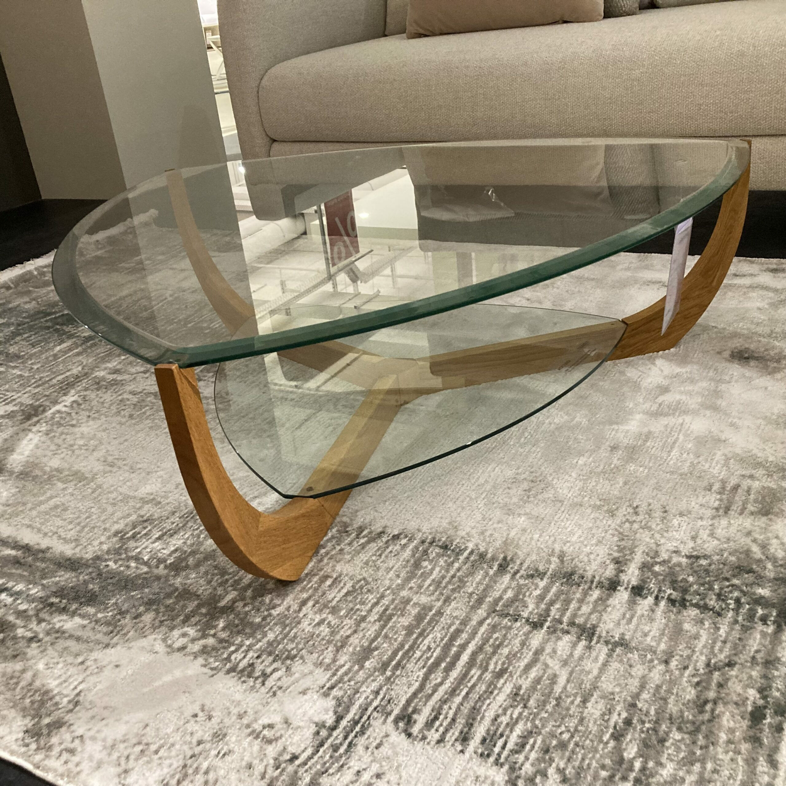 Team 7 - Couchtisch Juwel Platte Klarglas Transparent Gestell Eiche Natur Geölt  - 2