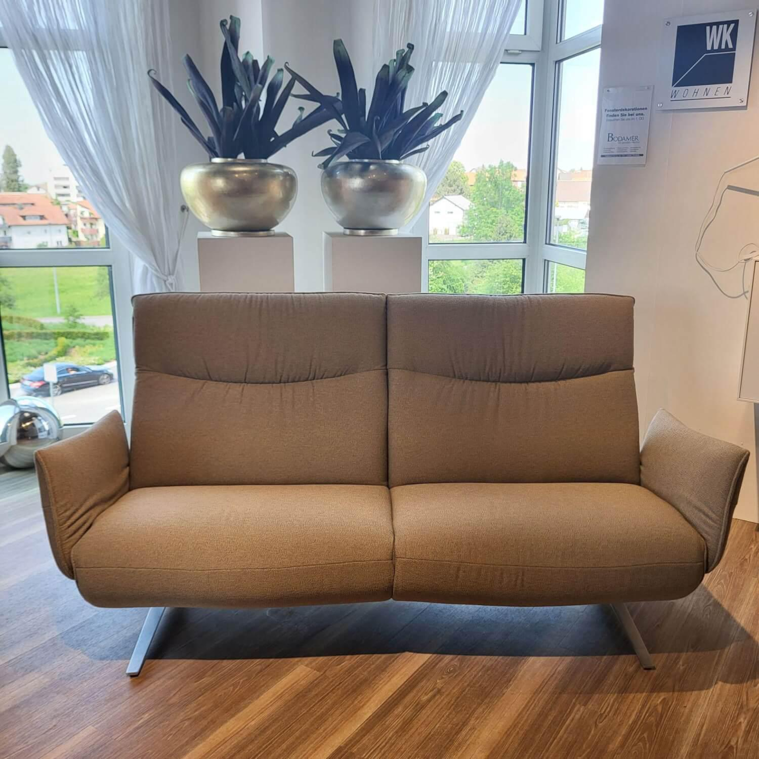 Contur - Sofa Marsala Bezug Stoff Q2 Fashion Grau Beige Gestell Edelstahloptik Gebürstet Mit Verstellbaren Armlehnen - 3