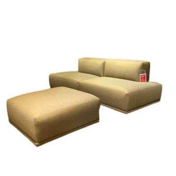 Muuto - Sofa Dreisitzer Connect Stoff Canvas Grün mit Hocker - 1