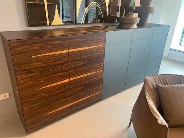 Kettnaker - Highboard Soma Front ZK Matt Holzoptik Und SM Grau Mit Wechseloption  Innen Lack Matt Beere Rot Sockel Lack Matt Graphit Ohne Deko - 5