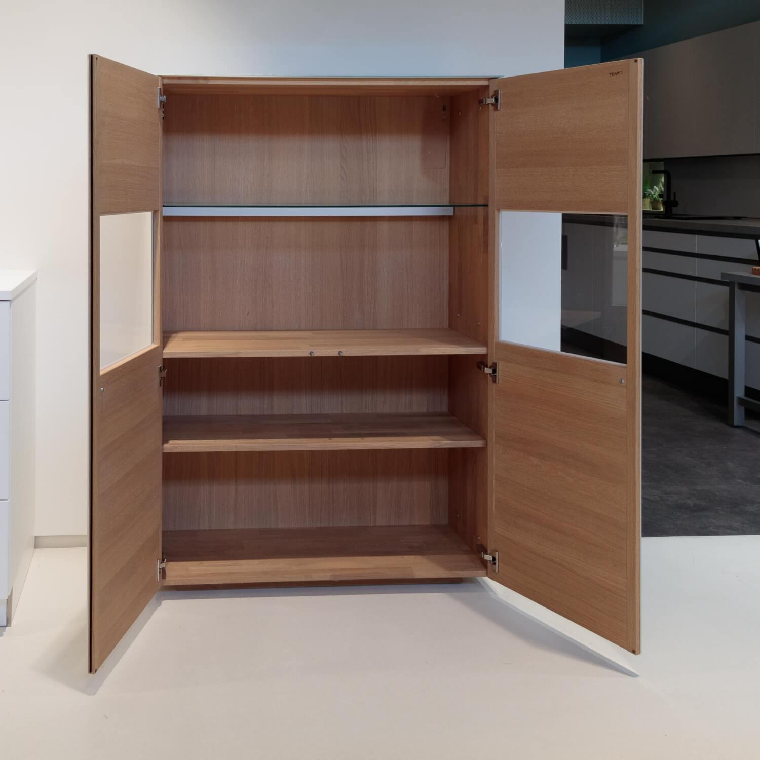 Team 7 - Vitrine Cubus Pure Eiche Weiß Geölt Farbglas Weiß Glänzend Mit Touch Beschlag - 6