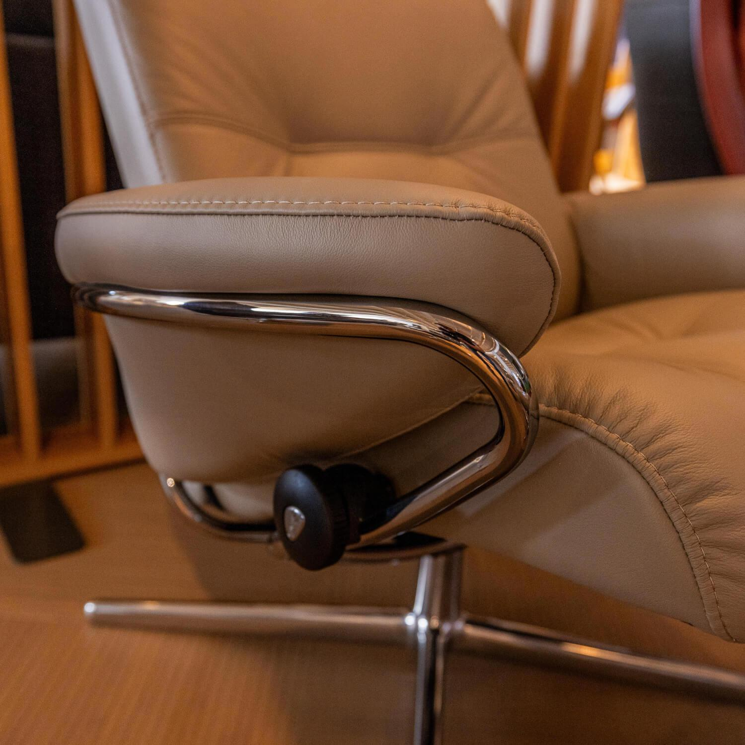 Stressless - Sessel Berlin M Bezug Leder Paloma 45 Mushroom Beige Gestell Cross AH Aluminium 40 - 4