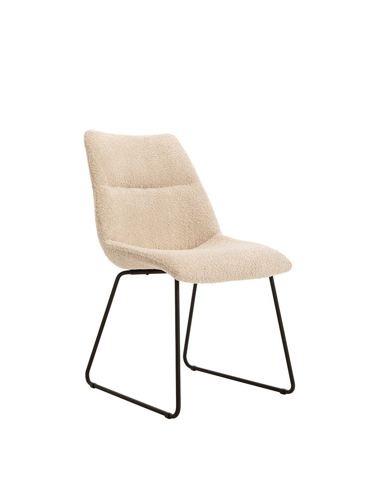 Natura - 6er-Set Stuhl Stoff Kama Beige Grün M04 Gestell Kufen Metall Schwarz - 4