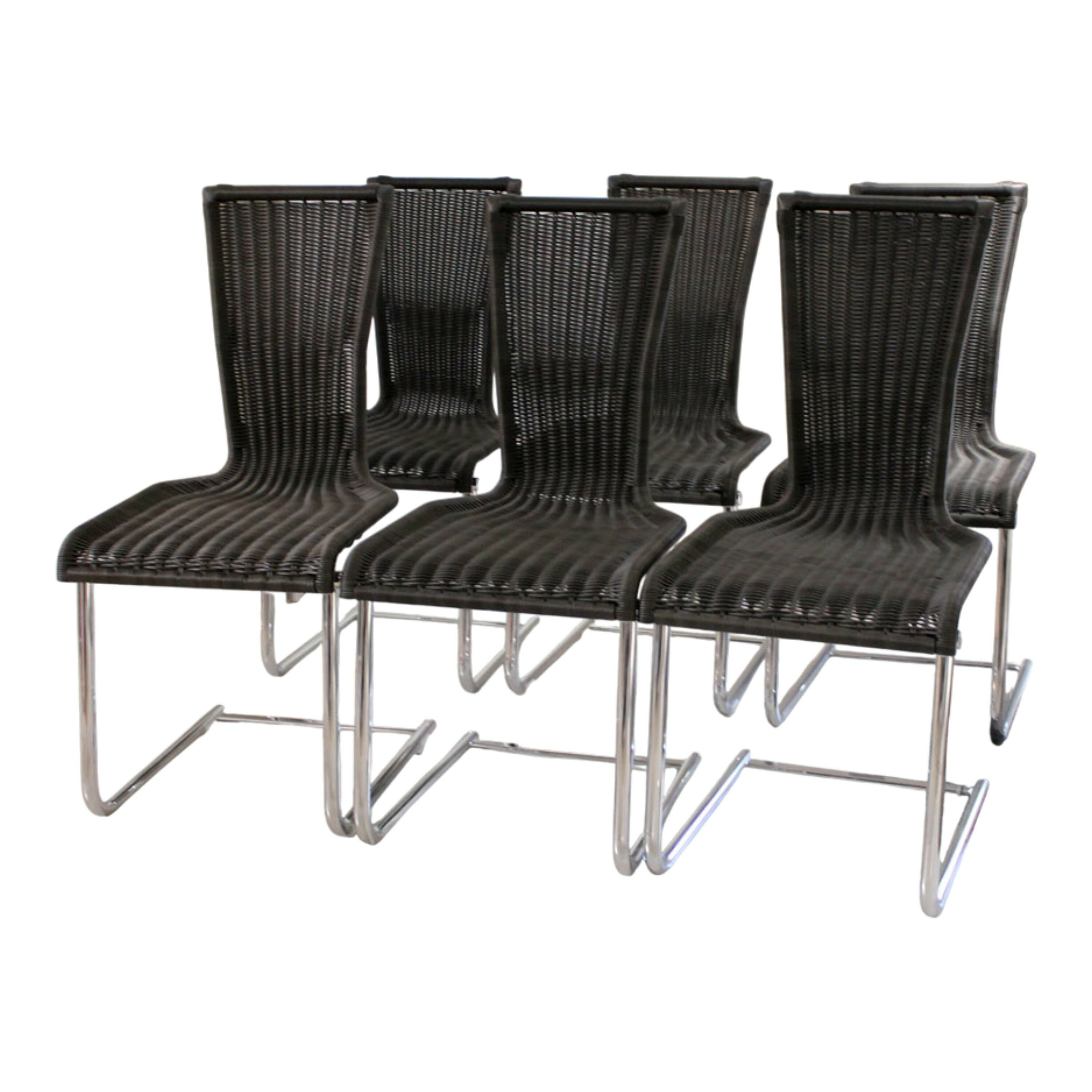 Bacher - 6er-Set Stuhl Jimmy Sitzfläche Geflecht Saleen Grau Gestell Chrom Hochglanz - 1