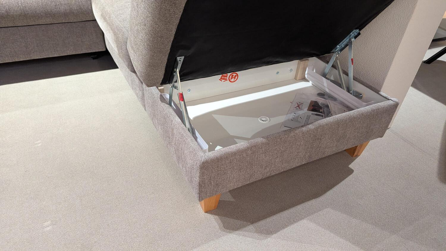 Sit & More - Ecksofa Paliano Stoff Alvaro Latte Fuß Buche Eichefarbig mit 2 Kopfstützen - 3